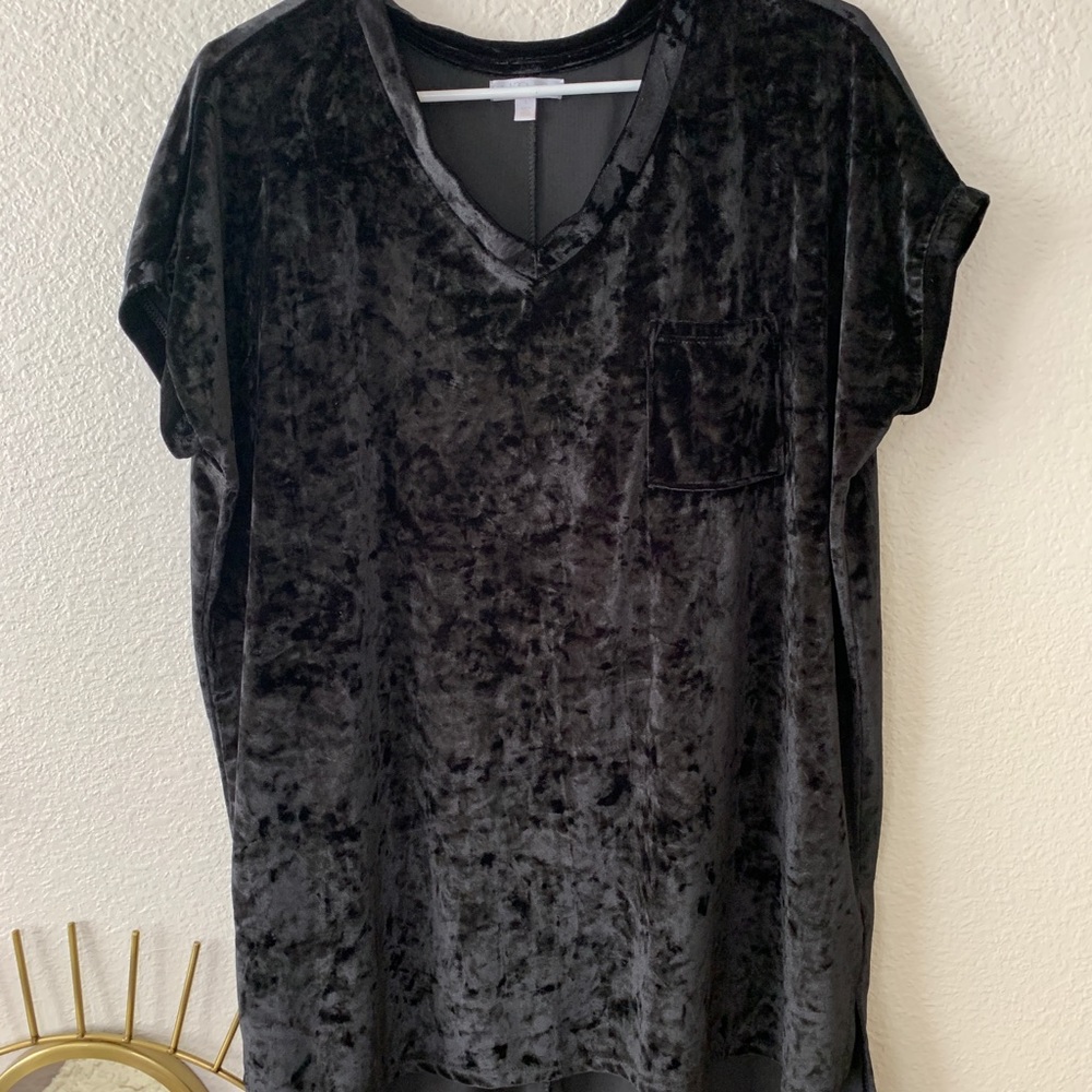 Faux velvet Black short sleeve